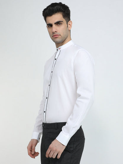 Raymond Men White Solid Slim Fit Cotton Full Sleeve Formal Shirt