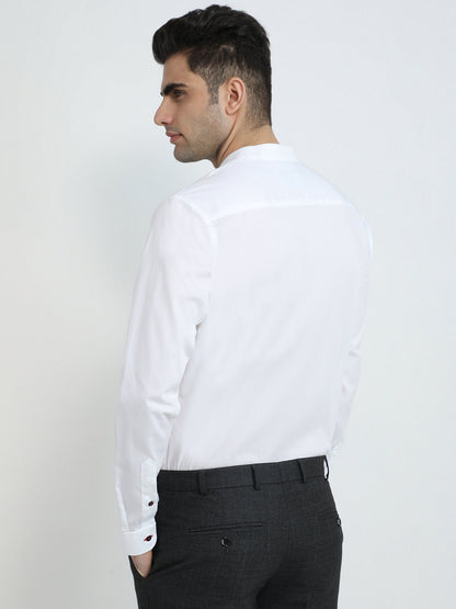 Raymond Men White Solid Slim Fit Cotton Full Sleeve Formal Shirt