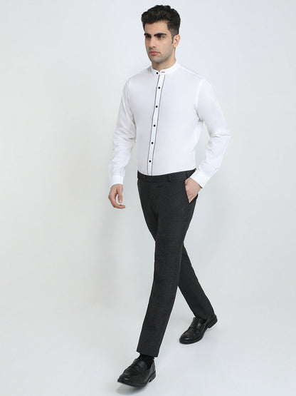 Raymond Men White Solid Slim Fit Cotton Full Sleeve Formal Shirt