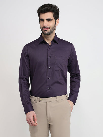 Raymond Men Purple Structure Regular Fit Cotton Full Sleeve Formal Shirt