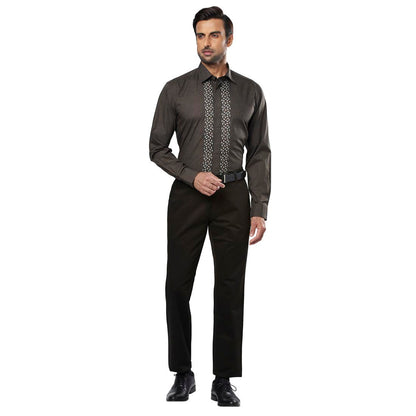 Men Brown Slim Fit Cotton Shirts