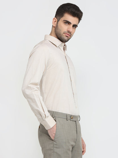 Raymond Men Brown Structure Regular Fit Cotton Formal Shirt