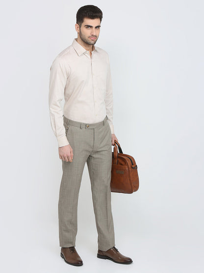 Raymond Men Brown Structure Regular Fit Cotton Formal Shirt