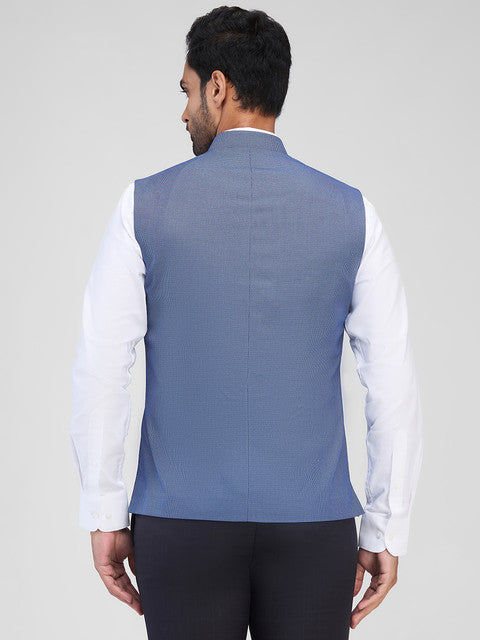 Raymond Men Blue Structured Contemporary Fit Polyester Blend Waistcoat