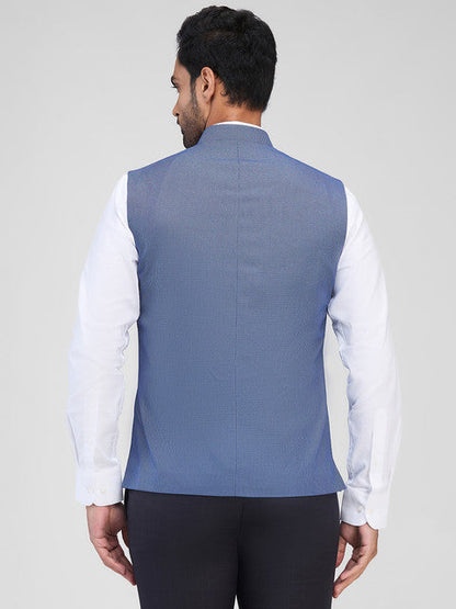 Raymond Men Blue Structured Contemporary Fit Polyester Blend Waistcoat