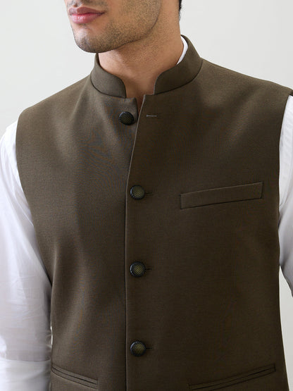 Raymond Men Green Knitted Contemporary Fit Terylene Blend Sleeveless Waist Coat