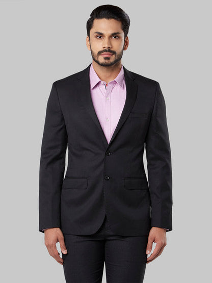 Raymond Men Black Slim Fit Polyester Blend Blazer