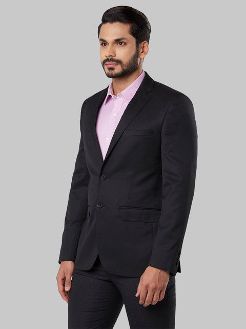 Raymond Men Black Slim Fit Polyester Blend Blazer