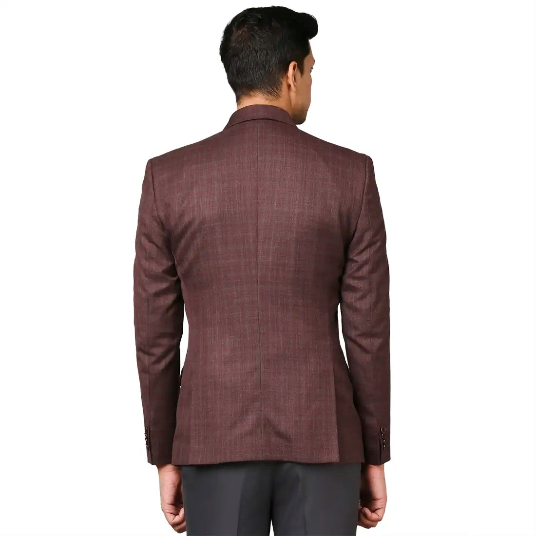 Men Maroon Slim Fit Checks Polyester Blend Jackets