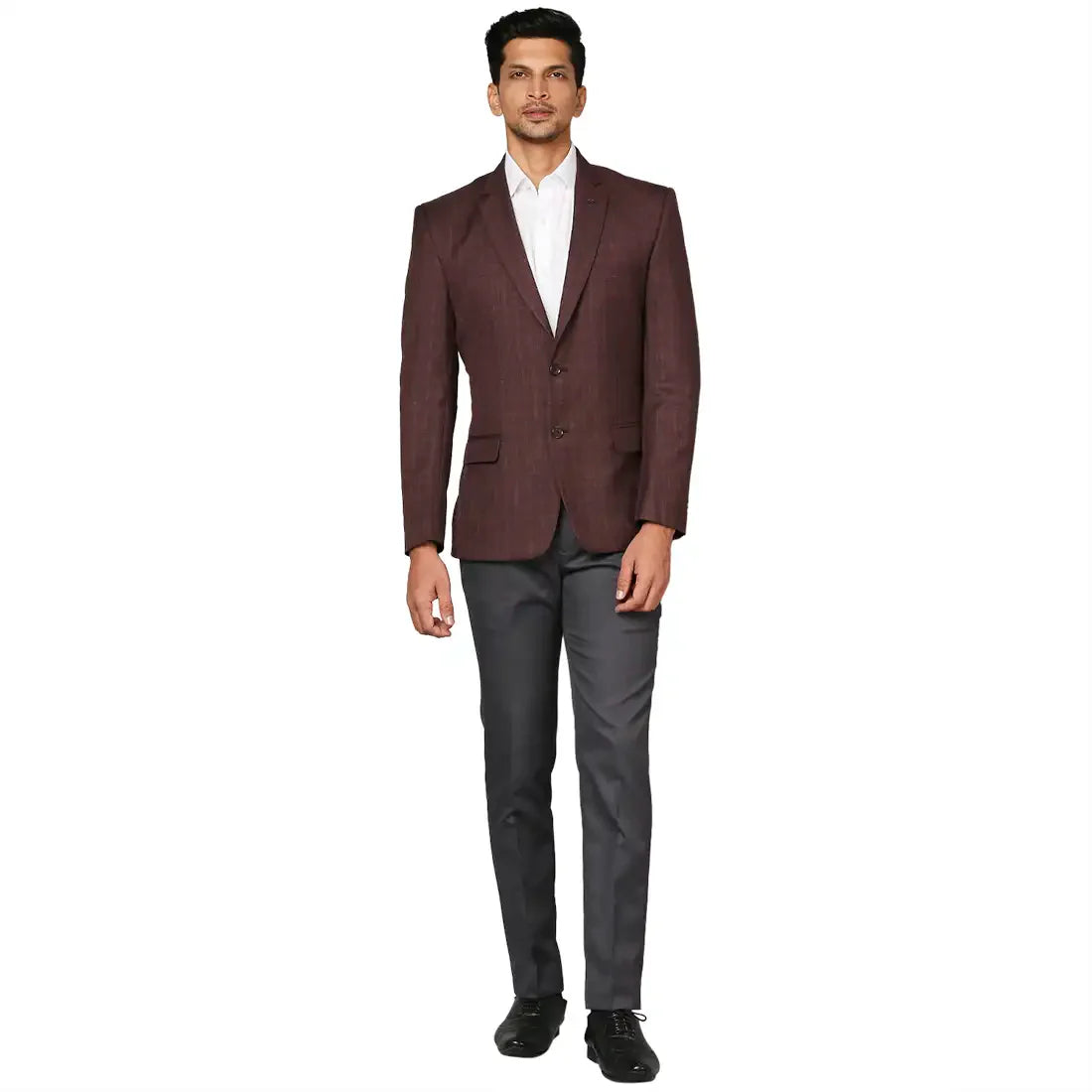 Men Maroon Slim Fit Checks Polyester Blend Jackets