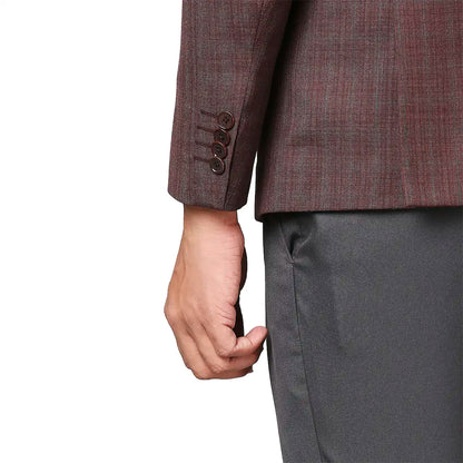 Men Maroon Slim Fit Checks Polyester Blend Jackets