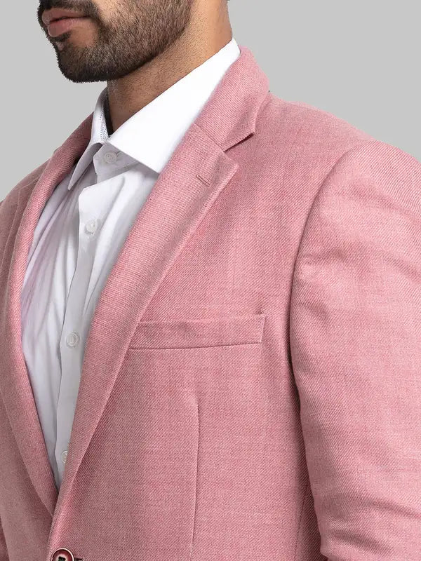 Men Red Contemporary Fit Solid Polyester Blend Jackets