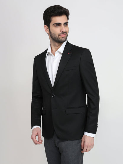Raymond Men Black Twill Regular Fit Polyester Blend Blazer
