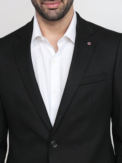 Raymond Men Black Twill Regular Fit Polyester Blend Blazer