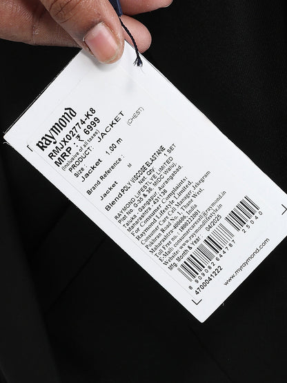 Raymond Men Black Twill Regular Fit Polyester Blend Blazer