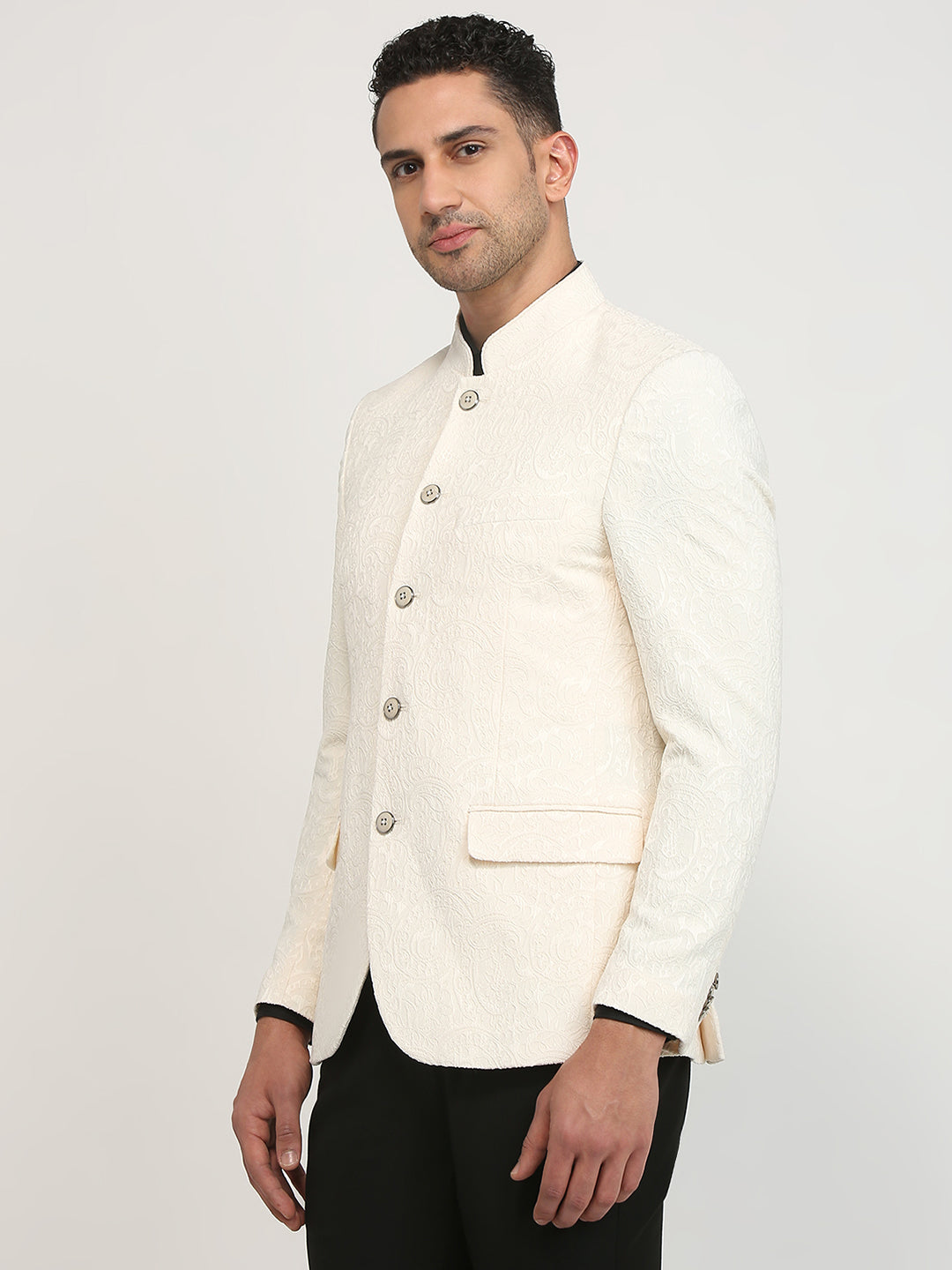 Raymond Men Brown Jacquard Regular Fit Polyester Blend Blazer