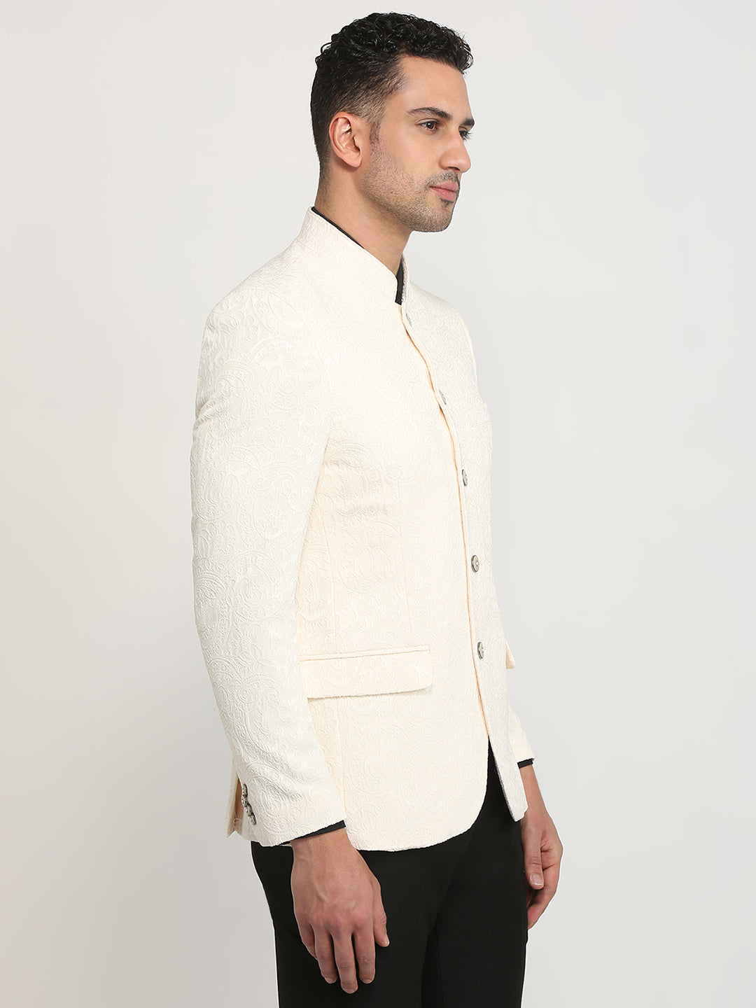 Raymond Men Brown Jacquard Regular Fit Polyester Blend Blazer