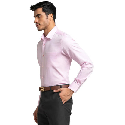 Men Red Contemporary Fit Structure Cotton Full Sleeve Shirts