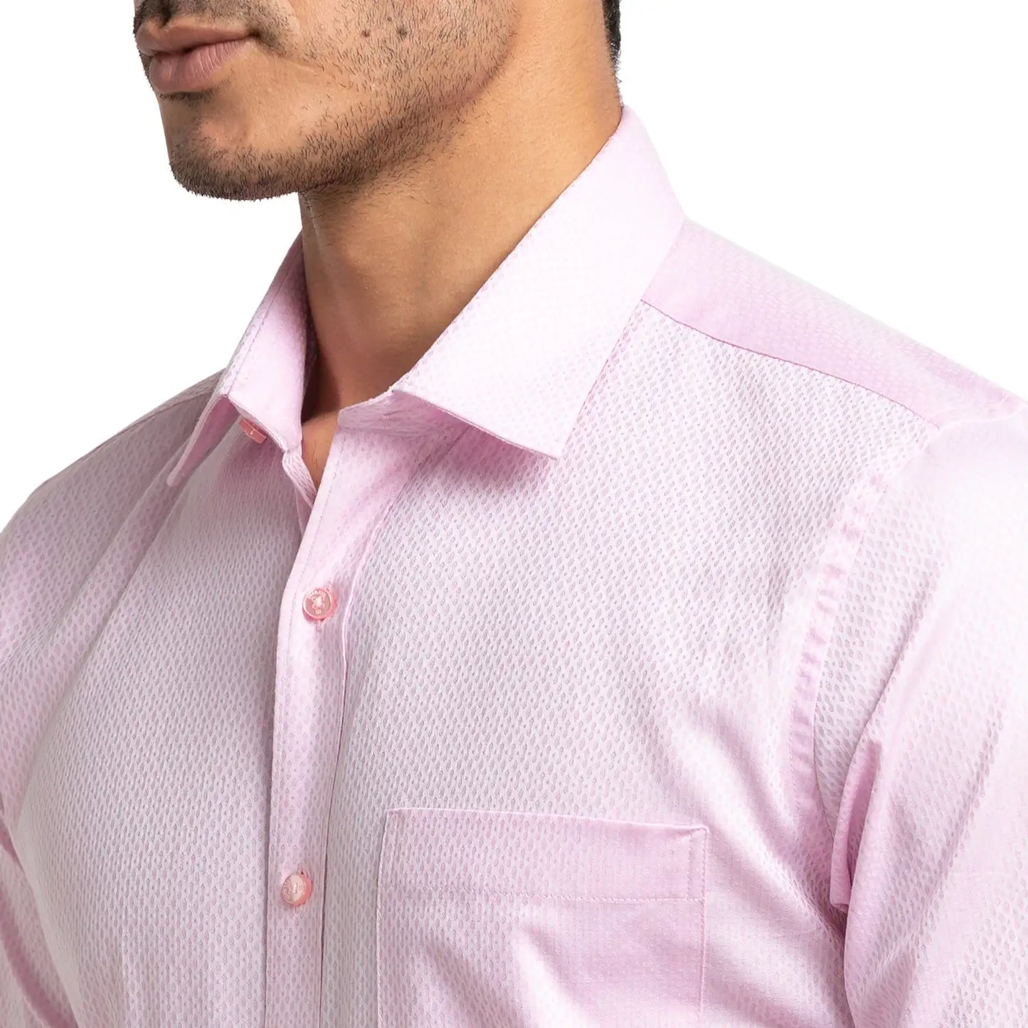 Men Red Contemporary Fit Structure Cotton Full Sleeve Shirts