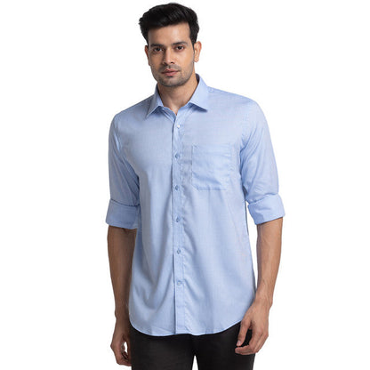 Raymond Blue Structure Contemporary Fit Cotton Formal Shirt