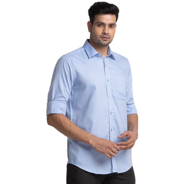 Raymond Blue Structure Contemporary Fit Cotton Formal Shirt