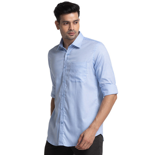 Raymond Blue Structure Contemporary Fit Cotton Formal Shirt