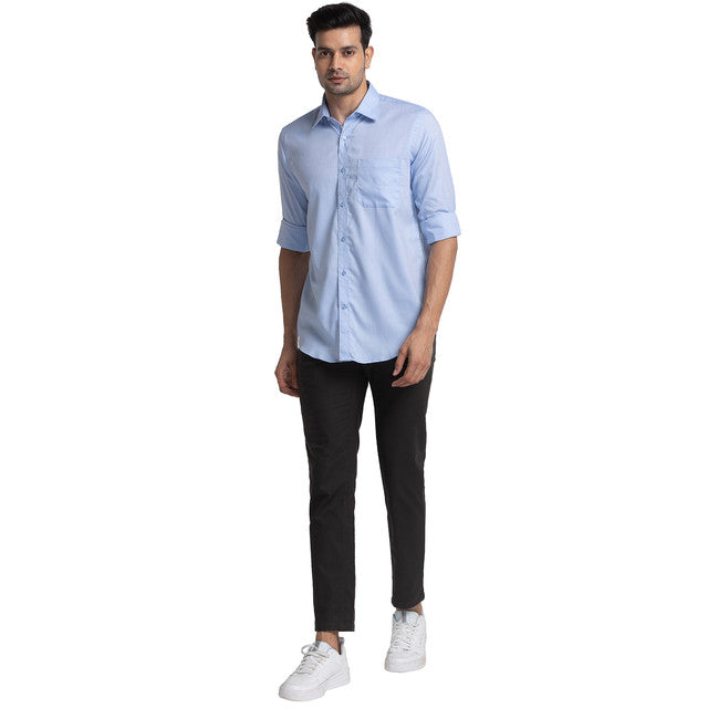 Raymond Blue Structure Contemporary Fit Cotton Formal Shirt