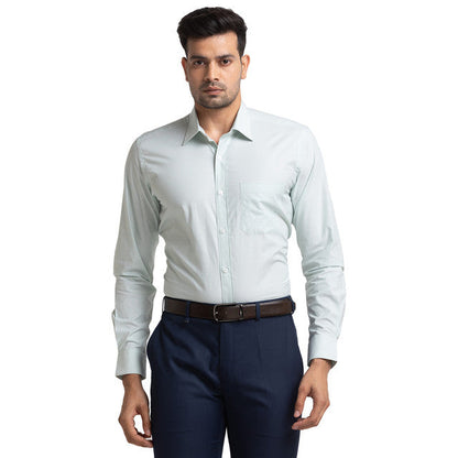 Raymond Green Stripe Contemporary Fit Cotton Formal Shirt