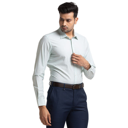 Raymond Green Stripe Contemporary Fit Cotton Formal Shirt