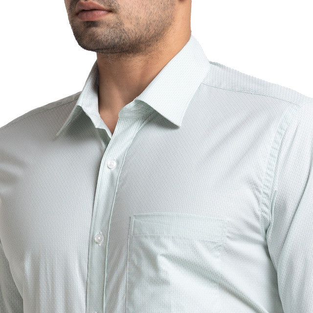 Raymond Green Stripe Contemporary Fit Cotton Formal Shirt