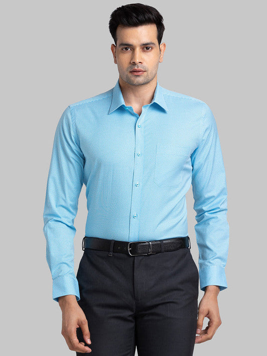 Raymond Blue Structure Contemporary Fit Full Sleeve Cotton Shirt