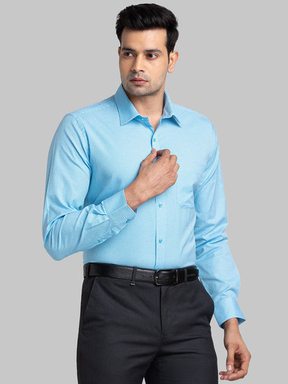 Raymond Blue Structure Contemporary Fit Full Sleeve Cotton Shirt