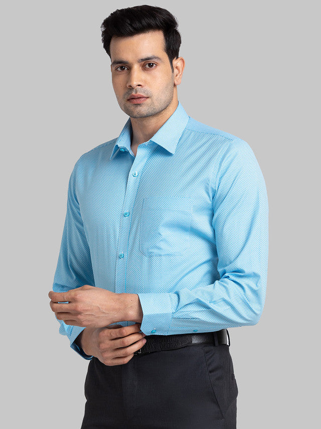Raymond Blue Structure Contemporary Fit Full Sleeve Cotton Shirt