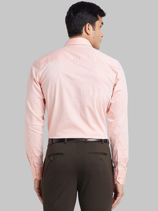 Raymond Orange Solid Contemporary Fit Full Sleeve Cotton Shirt