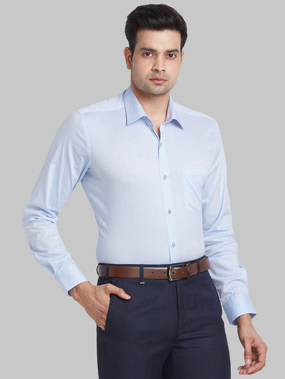 Raymond Blue Structure Contemporary Fit Cotton Blend Formal Shirt