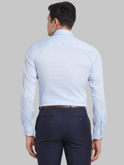 Raymond Blue Structure Contemporary Fit Cotton Blend Formal Shirt