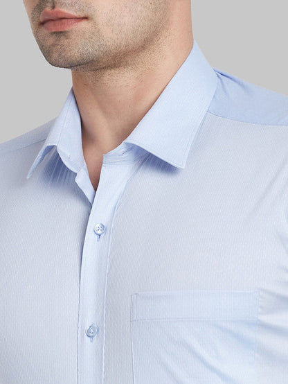 Raymond Blue Structure Contemporary Fit Cotton Blend Formal Shirt