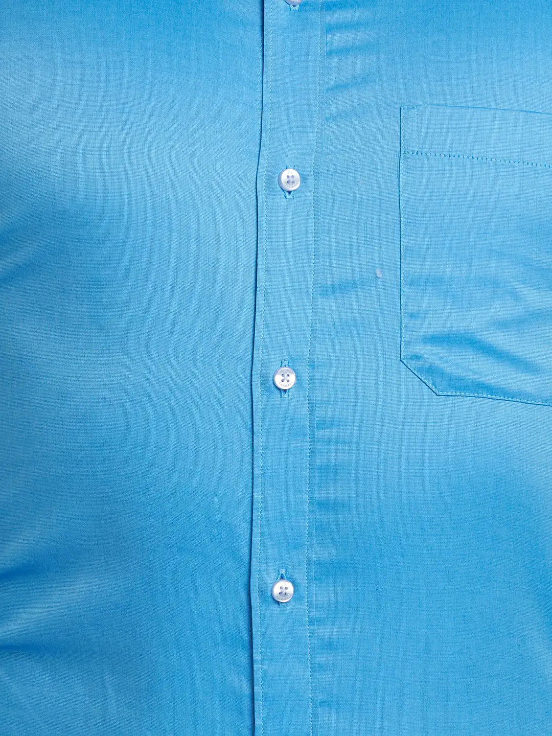 Men Blue Contemporary Fit Solid  Cotton Full Sleeve Regular Collar Shirts