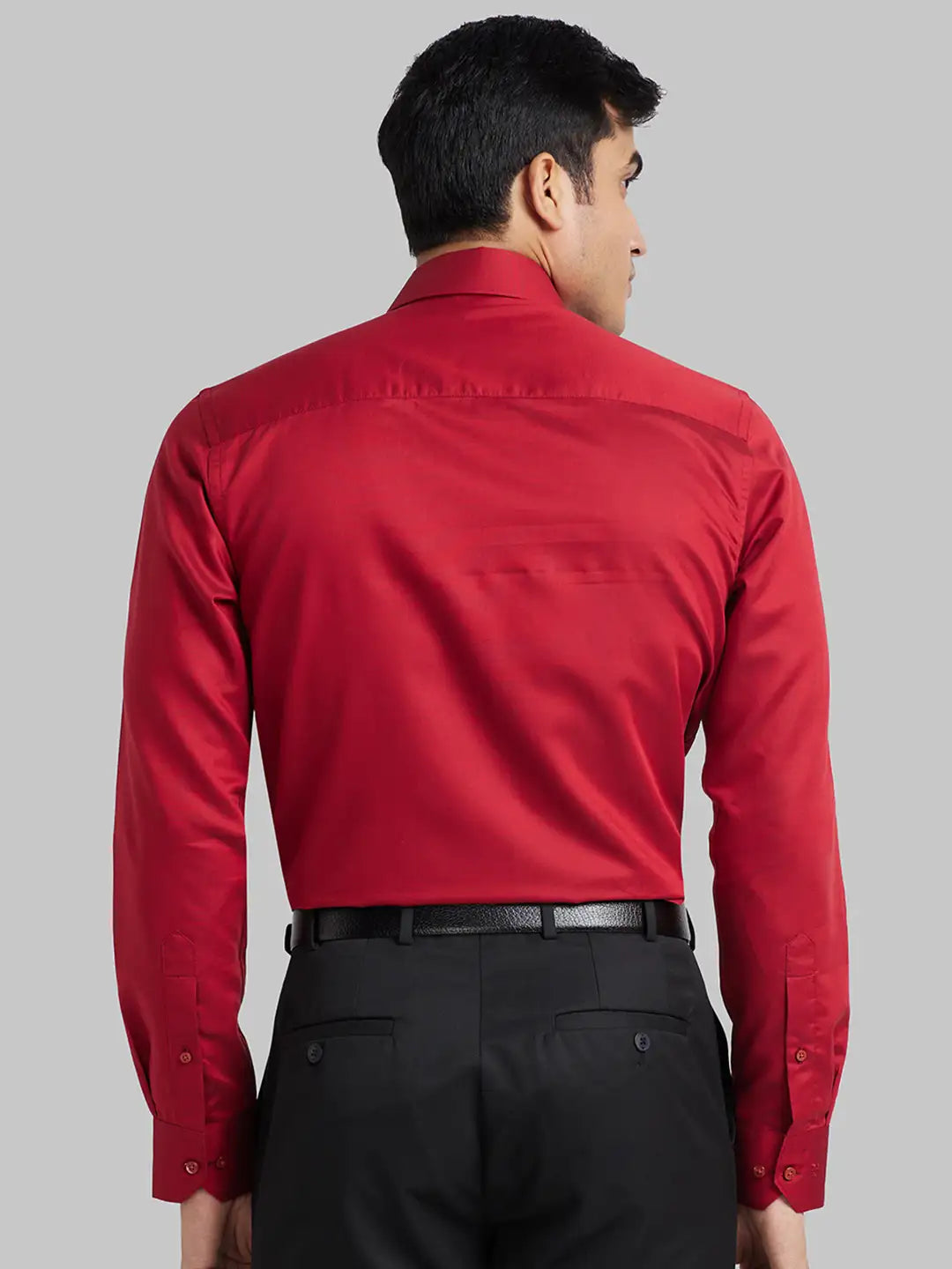Men Red Contemporary Fit Solid  Cotton Full Sleeve Regular Collar Shirts