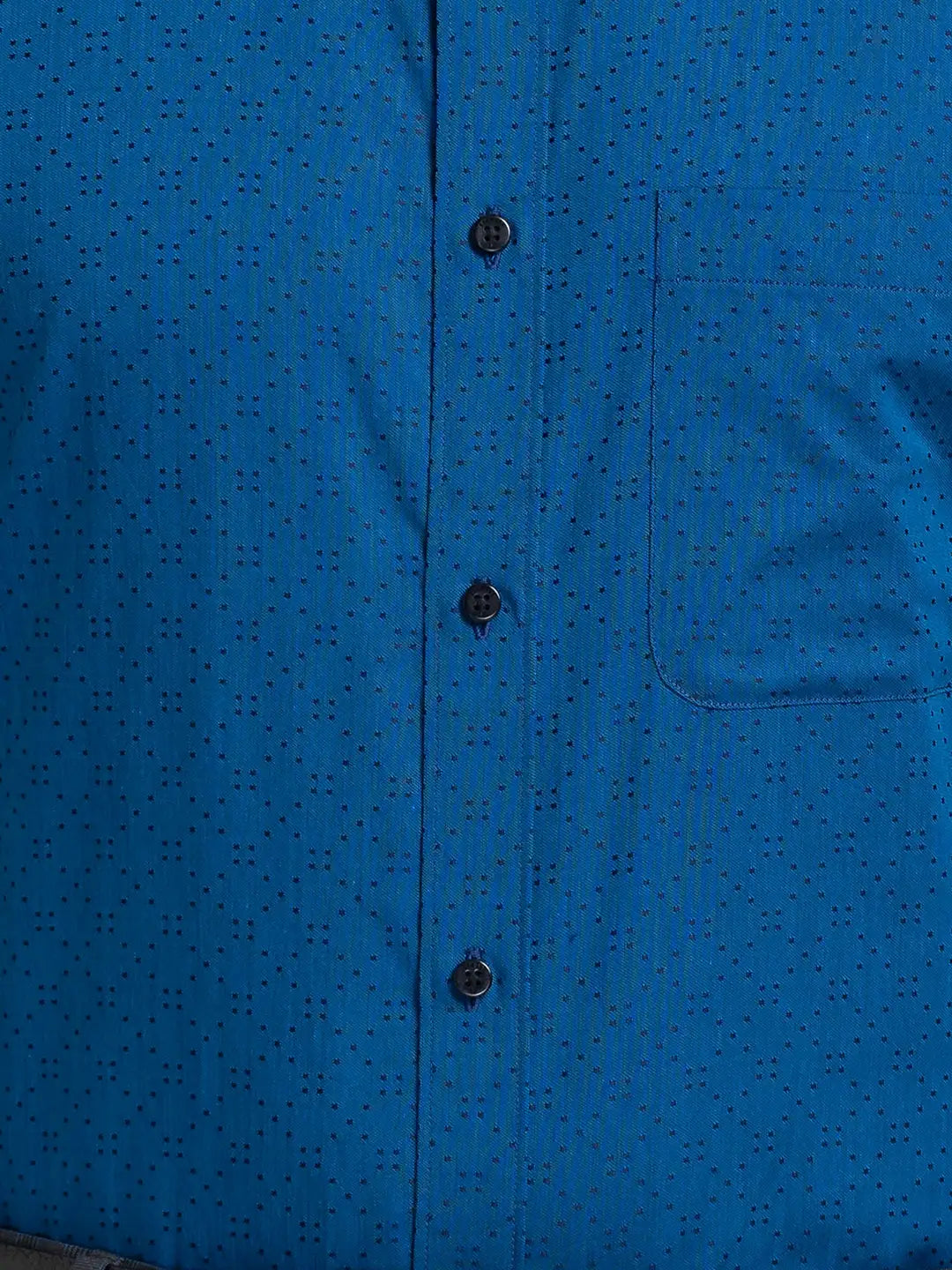 Men Blue Slim Fit Structure Cotton Half Sleeve Shirts