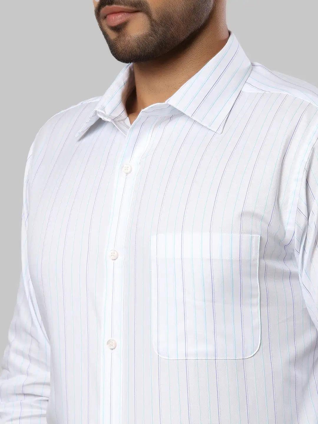 Men Petrol Slim Fit Stripe Cotton Half Sleeve Shirts