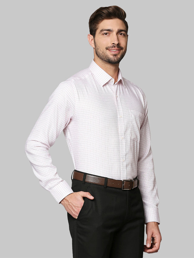 Raymond Pink Checks Contemporary Fit Full Sleeve Cotton Shirt