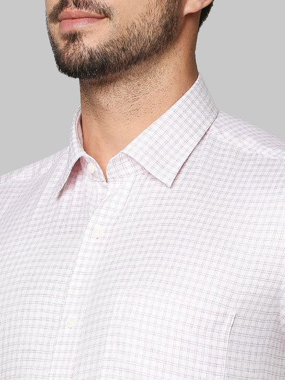 Raymond Pink Checks Contemporary Fit Full Sleeve Cotton Shirt