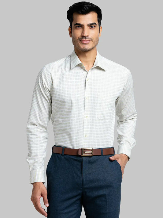 Men Green Contemporary Fit Checks Cotton Full Sleeve Shirts