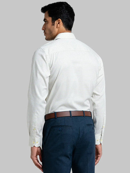 Men Green Contemporary Fit Checks Cotton Full Sleeve Shirts