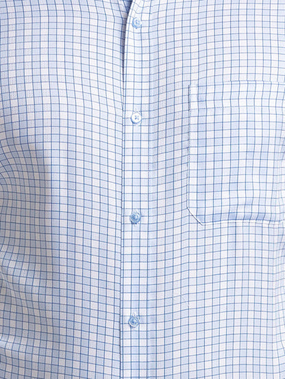 Raymond Men Blue Checks Contemporary Fit Cotton Shirt