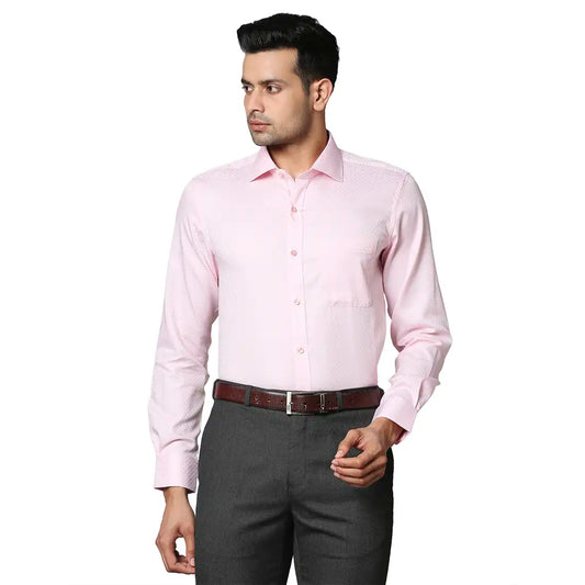 Men Red Contemporary Fit Structure Cotton Shirts