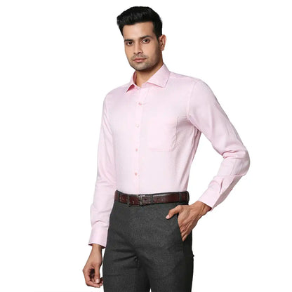 Men Red Contemporary Fit Structure Cotton Shirts