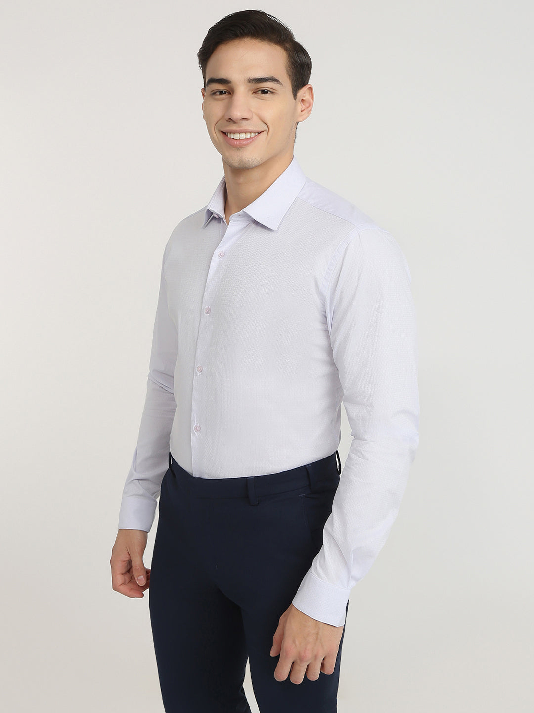 Raymond Men Purple Structure Slim Fit Cotton Formal Shirt