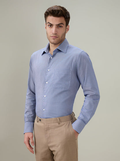 Raymond Men Blue Structure Slim Fit Cotton Full Sleeve Formal Shirt